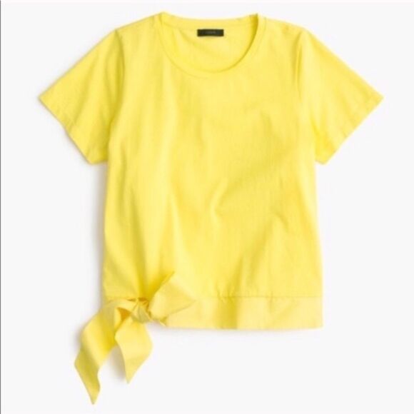 J. Crew Side Tie T-Shirt Yellow Top Tee Iced Lemon XS - Picture 1 of 3